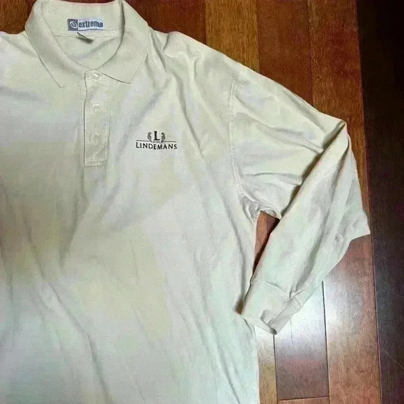 VINTAGE | Men’s cream long  sleeve polo branded Lindemans size XL - Picture 3 of 5